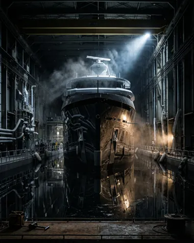 Superyacht vessel under construction