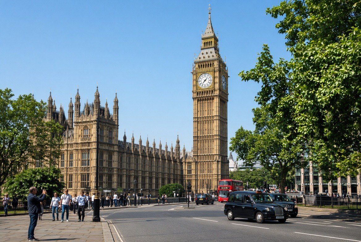 The Houses of Parliament and Big Ben in Westminster, hundreds of miles from any marina